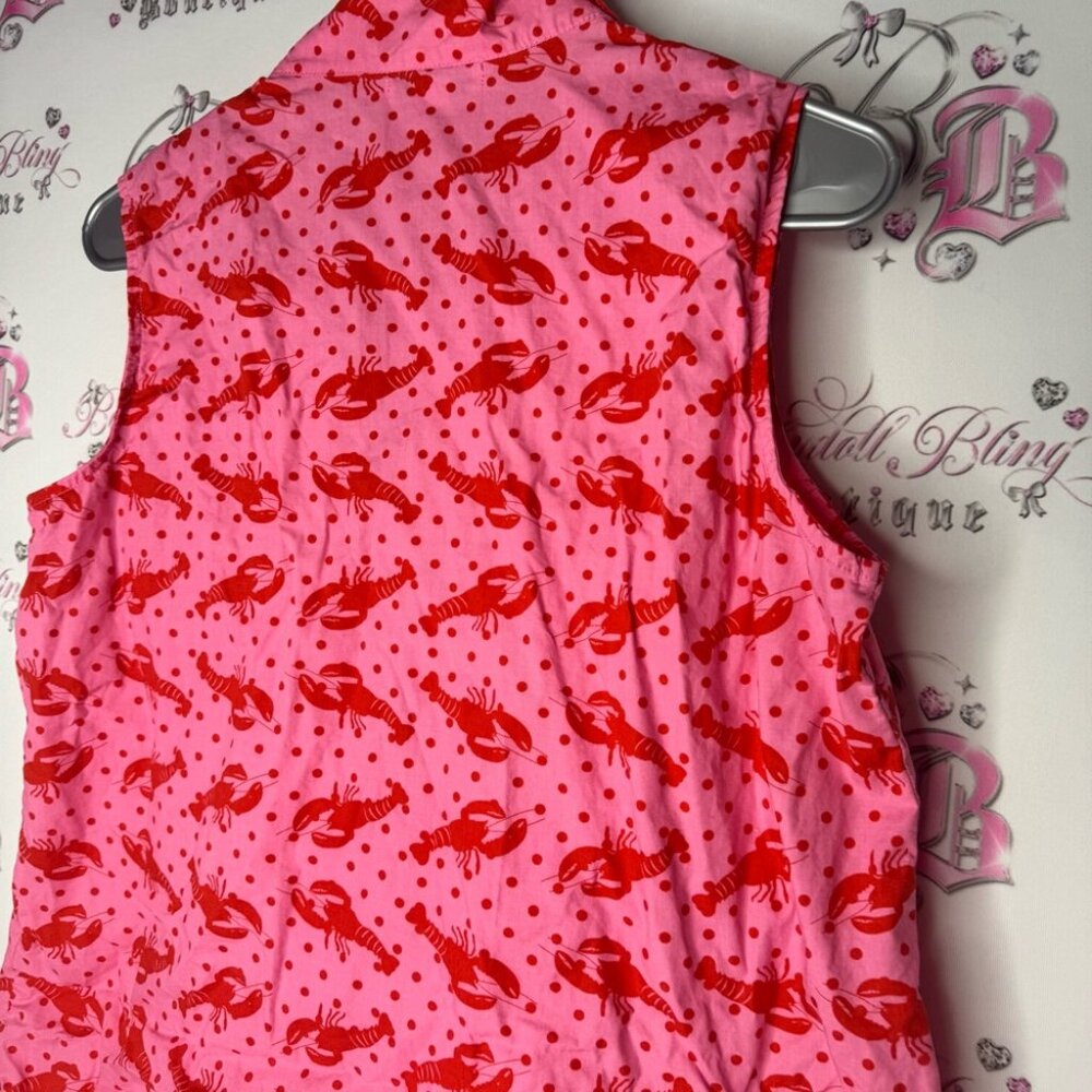 Alexandra bartlett tank top button up lobster 🦞 Pink and Red Sleeveless Shirt - Picture 6 of 9